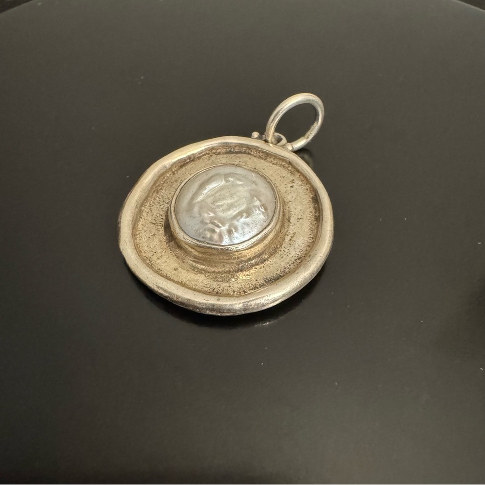 Vintage Baroni Sterling Silver Hat Charm Pendant – Mother of Pearl – 925